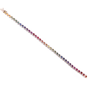 15 Carat Rainbow Sapphire In-Line Tennis Bracelet 18 Karat White Gold