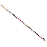 15 Carat Rainbow Sapphire In-Line Tennis Bracelet 18 Karat White Gold