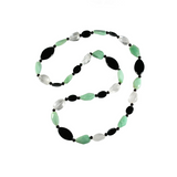 Chrysoprase, Rock cristal, Onyx and Jais Necklace