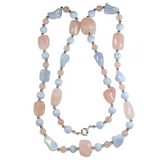 Sautoir Quartz Rose Calcédoine Argent