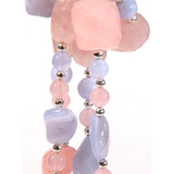 Sautoir Quartz Rose Calcédoine Argent
