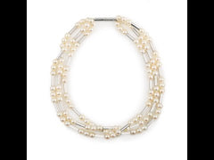 Poiray Roseau Akoyas Pearls 18 Carats White Gold Necklace