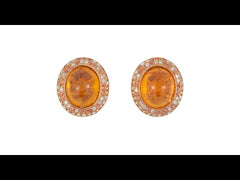 Boucles d'Oreilles Grenat Spessartite Saphirs Orange diamants Or rose 18 Carats