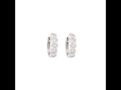 Boucles d’Oreilles Créoles Pavées De 0,42 Carats Diamants Or Gris 18 Carats