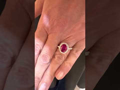 Certified 1.80 Carats Burmese Ruby Diamonds 18 Carats White Gold Ring