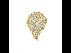 Vintage Opal 4.60 Carats Diamonds 18 Carats Yellow Gold Brooch/ Pendant