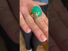 Dior "Gourmande" Chrysoprase Diamonds 18K Yellow Gold Cocktail Ring