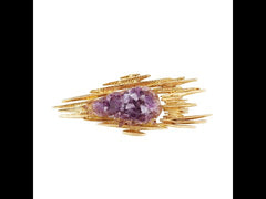 Vintage Rough Amethyst 18 Carats Yellow Gold Brooch
