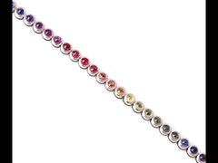 15 Carat Rainbow Sapphire In-Line Tennis Bracelet 18 Karat White Gold