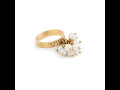 Cultured Pearls Grelot 18 Carats Yellow Gold Ring