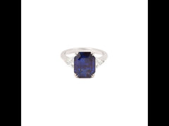 4.94 Carats Ceylon Sapphire Diamonds Troïdia Platinum Ring