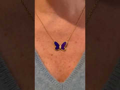 Collier Vintage Papillon Van Cleef & Arpels Lapis-Lazuli Diamant Or Jaune 18 Carats