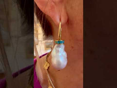 Boucles d'Oreilles Perles Baroques Opales Or Jaune 18 Carats