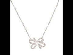 Collier Noeud Diamants Or Gris 18 Carats