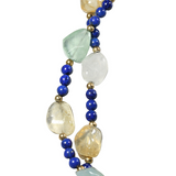 Pink Quartz, Lapis Lazuli, Malachite, Aventurine calchedony Necklace