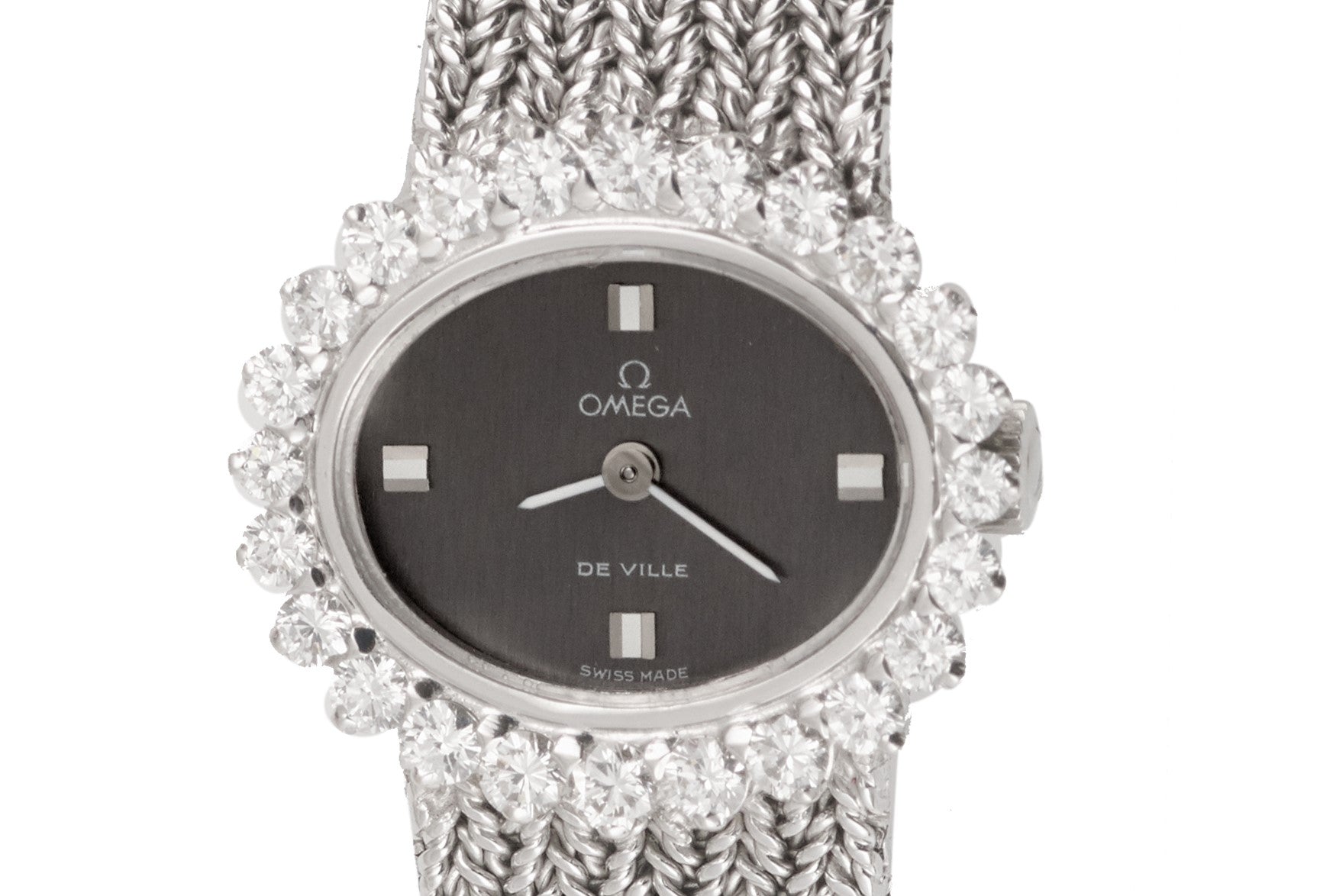 Lady Omega Brilliant Cut Diamonds 18 Carats White Gold “De Ville” Watch